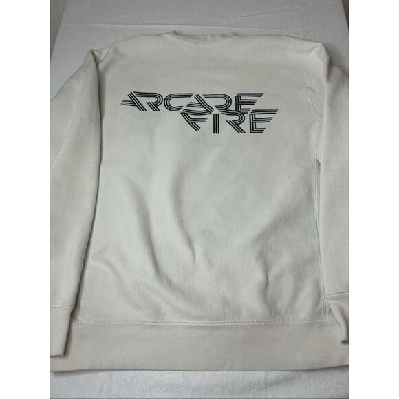 Arcade Fire Men's Light Gray Crew Neck Fleece Lined Pullover Sweatshirt Large - Picture 2 of 5